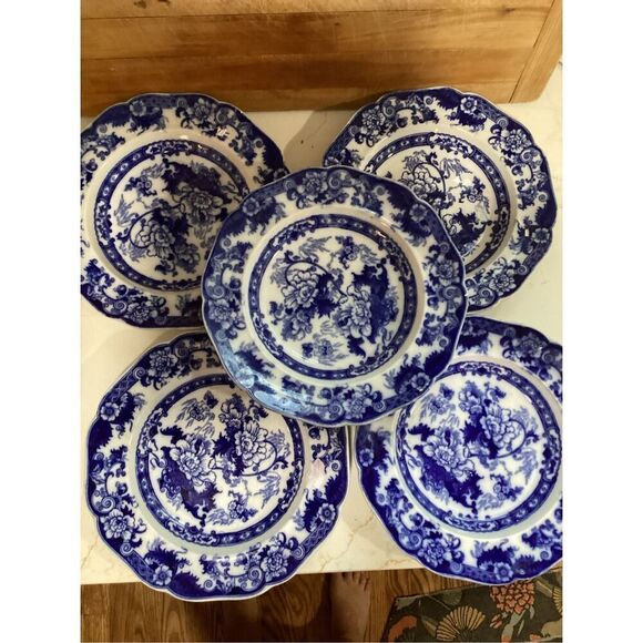 5 Royal Cauldron Stone Ware Bentick Flow Blue Soup Salad Vintage England 9” - Picture 3 of 5